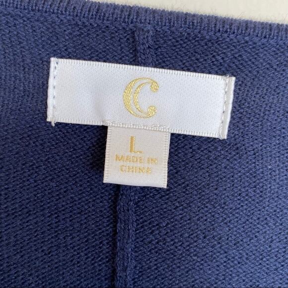 Charming Charlie blue white nautical stripe dolman short sleeve sweater large - Picture 9 of 11